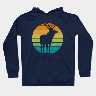 Wild Elk Silhouette Retro Style Hoodie